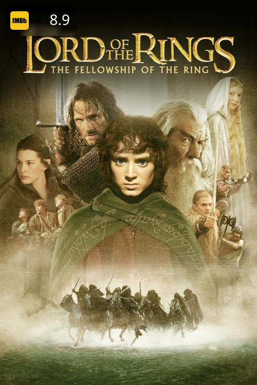 Textless movie poster art for The Fellowship of the Ring with custom rating overlays