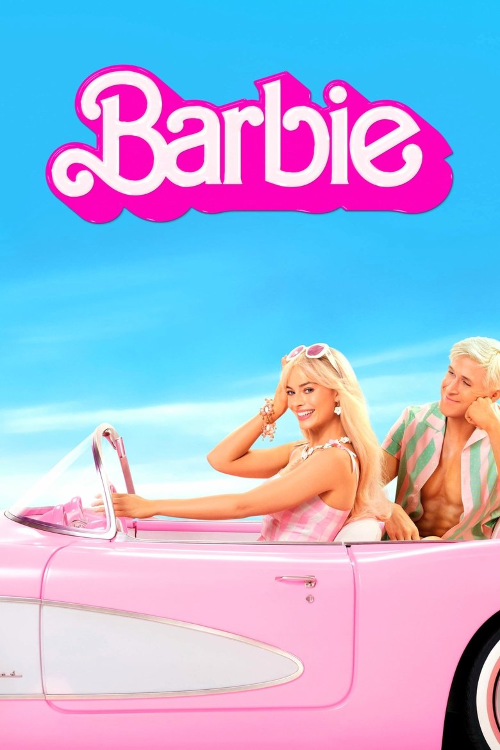 Textless movie poster art for Barbie with custom rating overlays