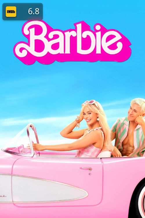Textless movie poster art for Barbie with custom rating overlays