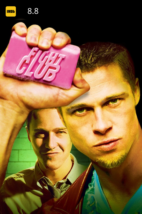 Textless movie poster art for Fight Club with custom rating overlays