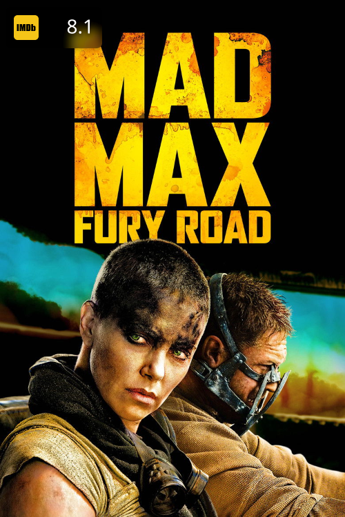 Textless movie poster art for Mad Max: Fury Road with custom rating overlays